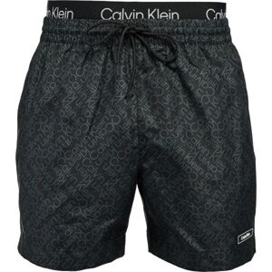 Calvin Klein CORE SOLIDS-MEDIUM DOUBLE WB-PRINT Férfi fürdőnadrág, fekete, veľkosť L