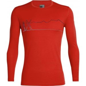 Icebreaker OASIS LS CREWE SINGLE LINE SKI piros XL - Funkcionális póló merino gyapjúból