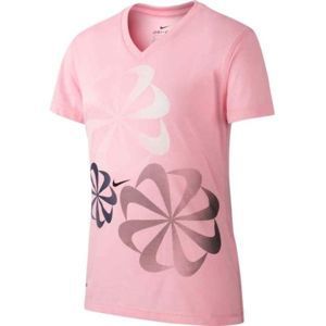 Nike NK DRY LEG TEE V SWOOSH rózsaszín XL - Lány póló