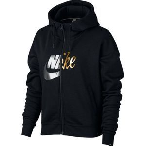 Nike NSW RALLY HOODIE FZ MATALIC fekete L - Női kapucnis pulóver