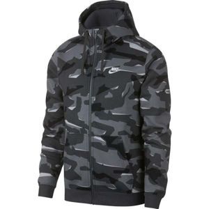 Nike NSW CLUB CAMO HOODIE FZ BB szürke M - Férfi kapucnis pulóver