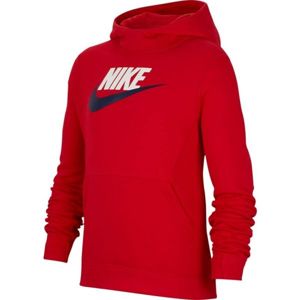 Nike NSW PO HOODIE CLUB FLC HBR Fiú pulóver, piros, méret S