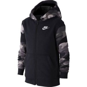 Nike NSW FZ CLUB AOP2 Fiú pulóver, fekete,szürke, méret