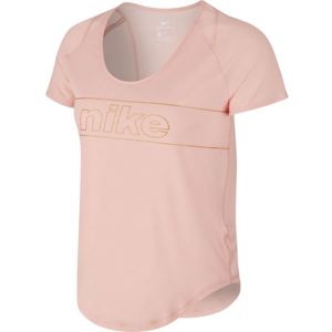 Nike TOP SS 10K GLAM W rózsaszín S - Női póló futáshoz