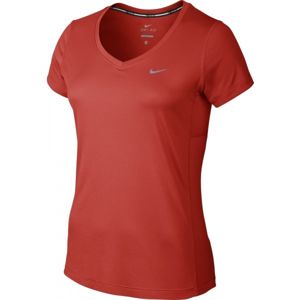 Nike MILER V-NECK piros M - Női póló futáshoz