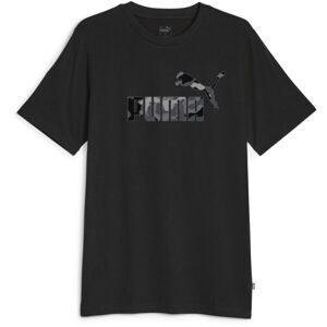Puma ESS + CAMO GRAPHIC TEE Férfi póló, fekete, veľkosť S
