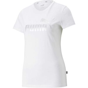 Puma ESS+ METALLIC LOGO TEE Női póló, fehér, méret