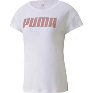Puma ACTIVE LOGO TEE Női sportpóló, fehér,rózsaszín, méret