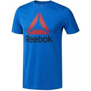 Reebok QQR-REEBOK STACKED kék L - Férfi sportpóló