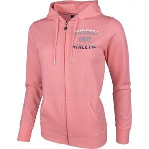 Russell Athletic ZIP THROUGH HOODY WITH MIXED DUAL TECHNIQUE PRINT rózsaszín M - Női pulóver