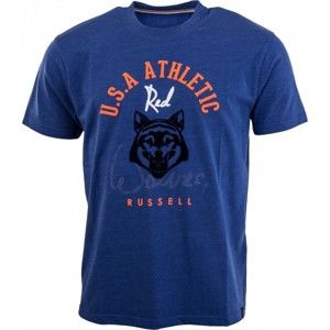 Russell Athletic CREW NECK T-SHIRT WITHFLOCK kék M - Férfi póló