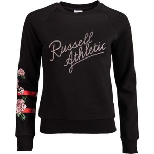 Russell Athletic PRINTED CREWNECK SWEATSHIRT Női pulóver, fekete,rózsaszín, méret