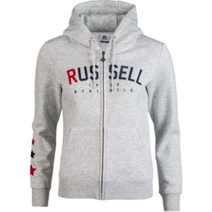 Russell Athletic PRINTED ZIP THROUGH HOODY SWEATSHIRT Női pulóver, szürke,sötétkék, méret