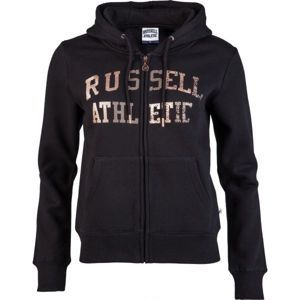 Russell Athletic ZIP THROUGH LOGO HOODY fekete L - Női szabadidőfelső