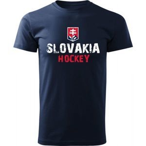 Střída NAPIS SLOVAKIA HOCKEY sötétkék XL - Férfi póló